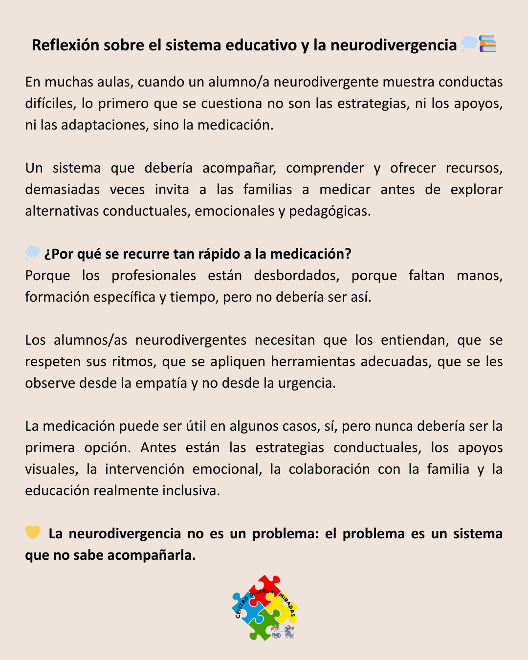 Reflexión sobre el sistema educativo y la neurodivergencia 💭📚